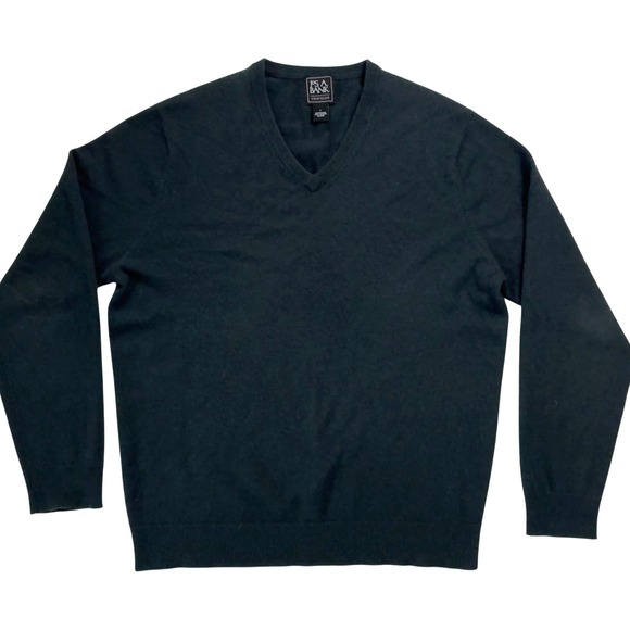 Jos A Bank V-Neck Sweater Mens Dark Green 100% Cashmere Traveler Large